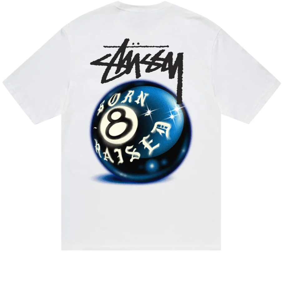 Stussy x Born X Raised 8 Ball Tee 'White'