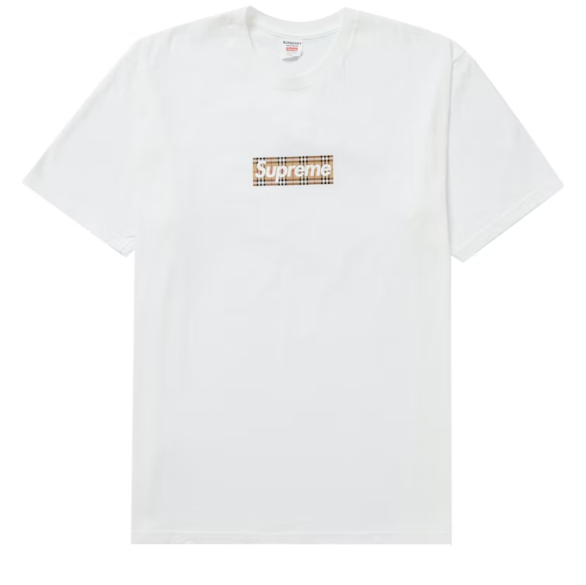 Supreme Burberry Box Logo White Tee