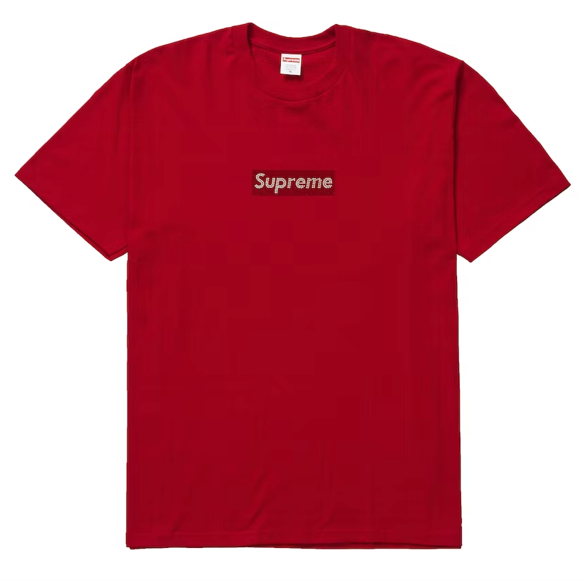 Supreme Swarovski Box Logo Red Tee