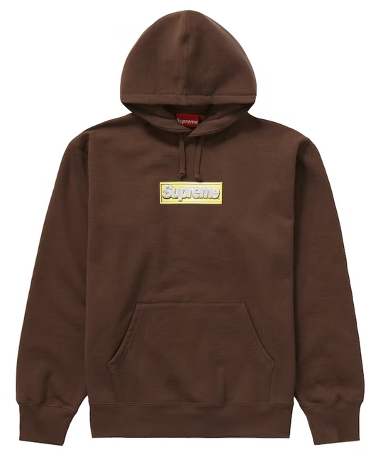 Supreme Bling Box Logo Brown Hooded Sweatshirt