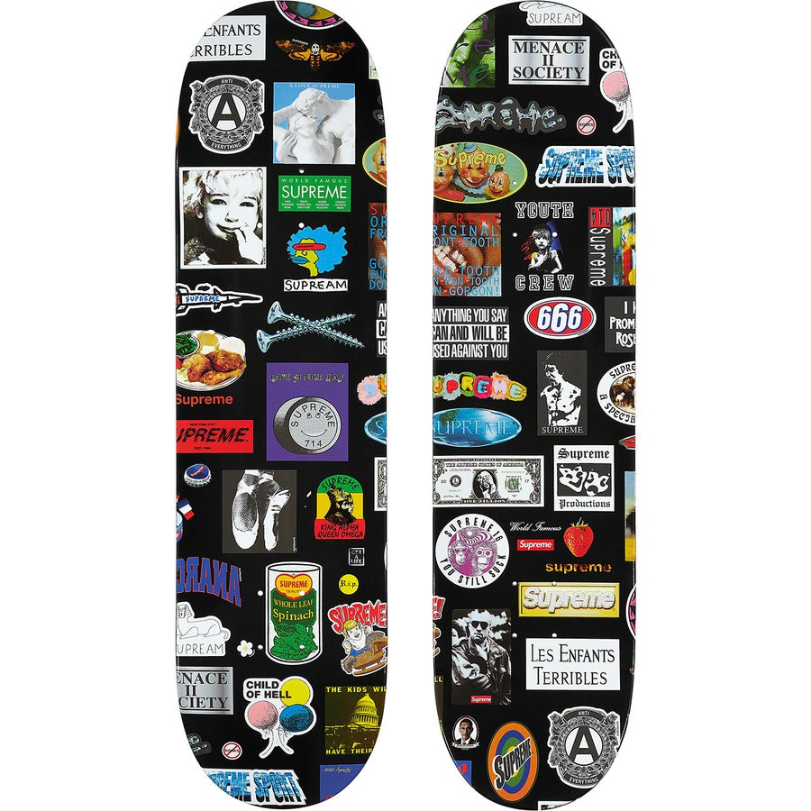 Supreme Stickers Skateboard Deck Black