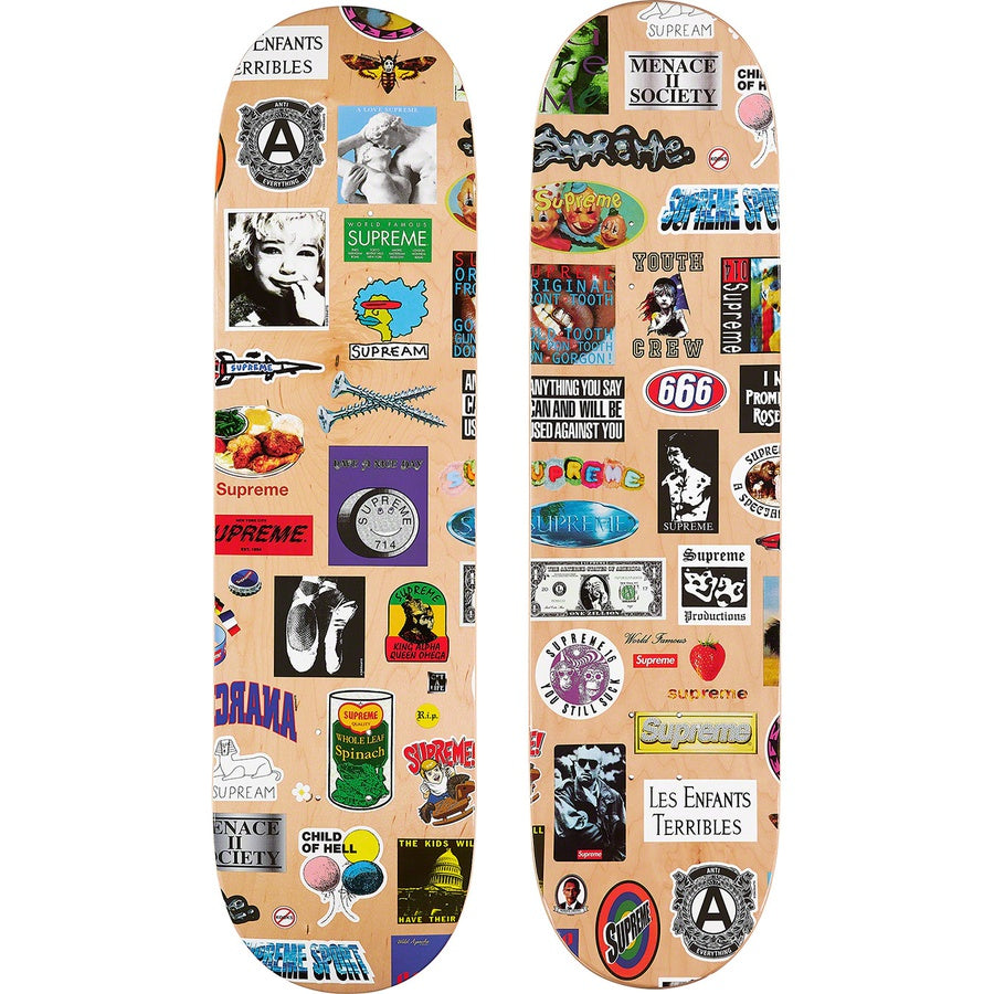 Supreme Stickers Skateboard Deck Tan