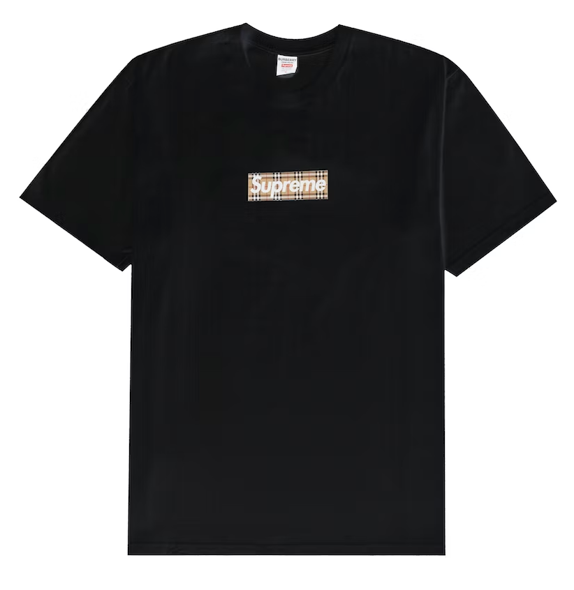 Supreme Burberry Box Logo Black Tee